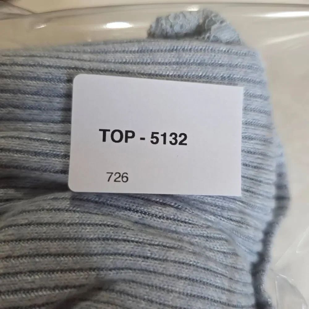 Maurices Lace Trim Rib Knit Top Large Light Blue - Picture 9 of 9
